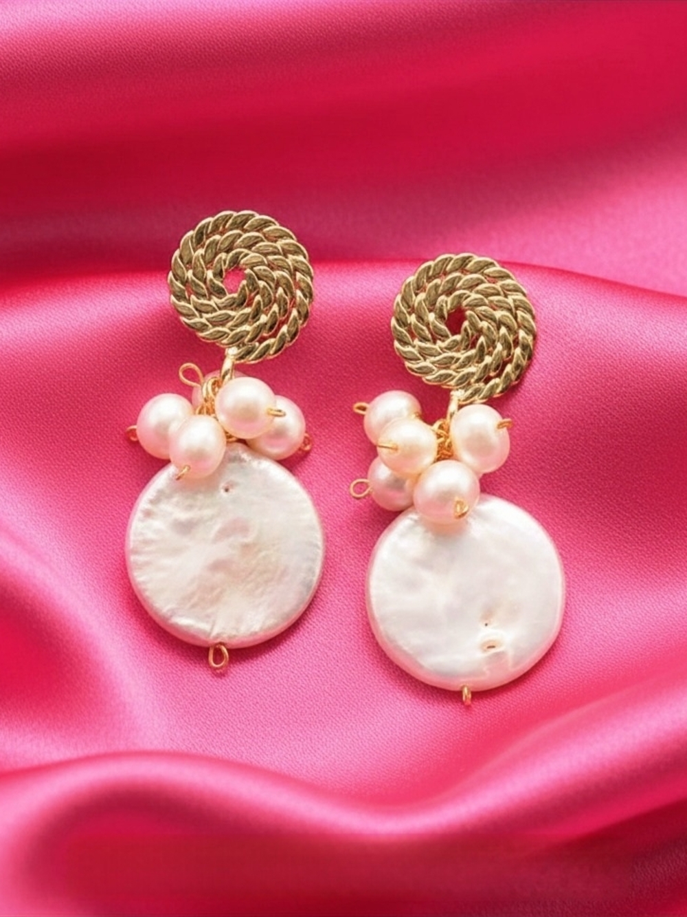Freshwater Pearl Lollipop Drop Earrings Gold-plated Women Jewelry